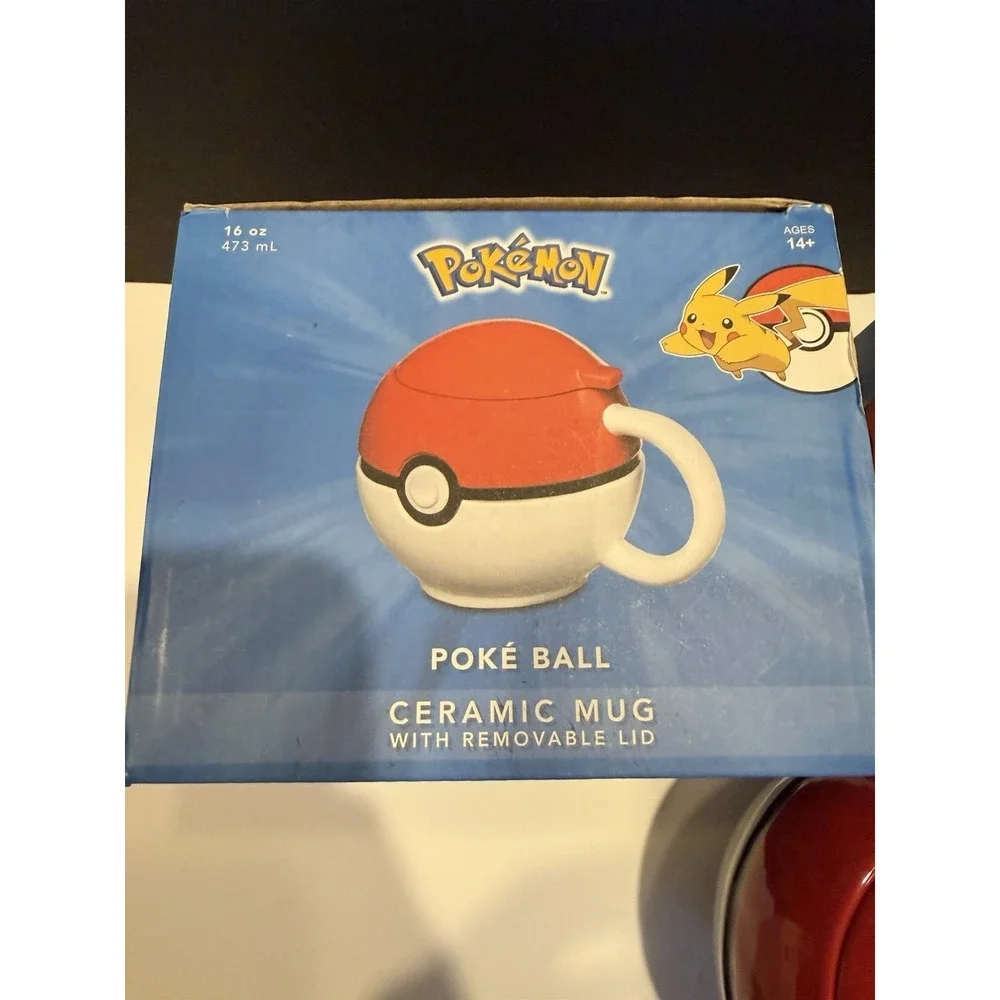 Pokemon Poké Ball Ceramic Mug – 16 oz – With Removable Lid – New in Bo